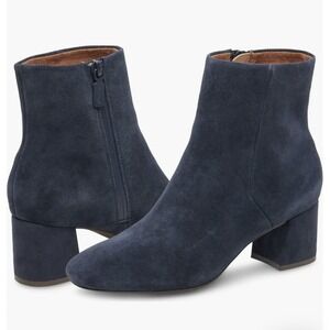 NEW Blondo Alida Sz US 6M Waterproof Ankle Boots Navy Blue Suede Booties Zip Up